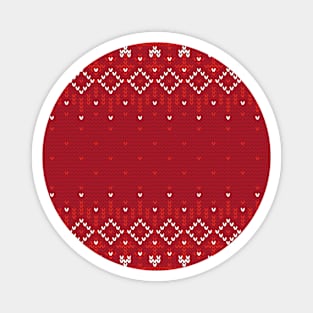 Knitting Xmas Red pattern Magnet